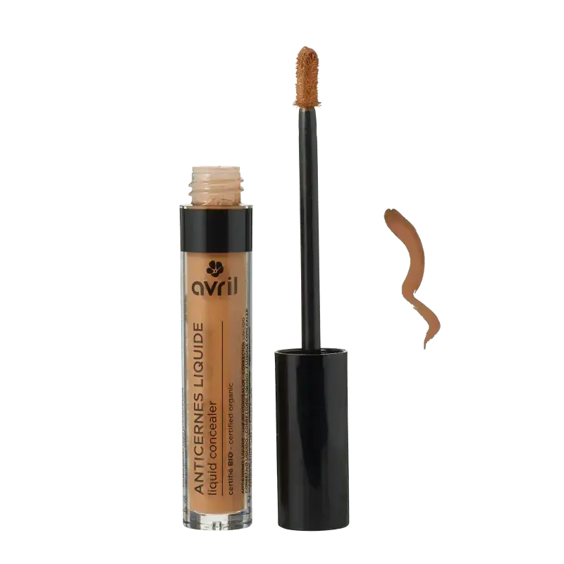 Tube transparent de correcteur liquide avril anticernes liquide cannelle avec bouchon noir et formule beige
