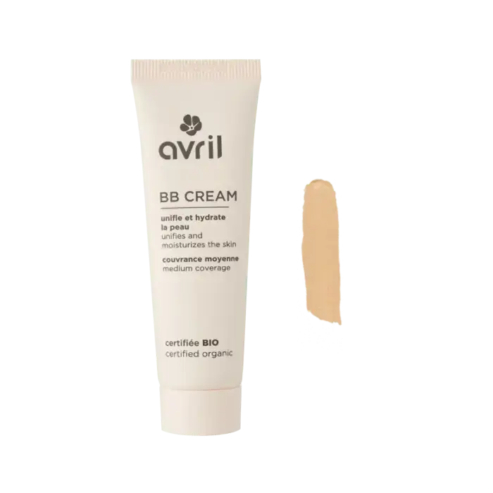 Un tube élégant de bb cream médium avril beige clair avec couverture moyenne et label bio certifié