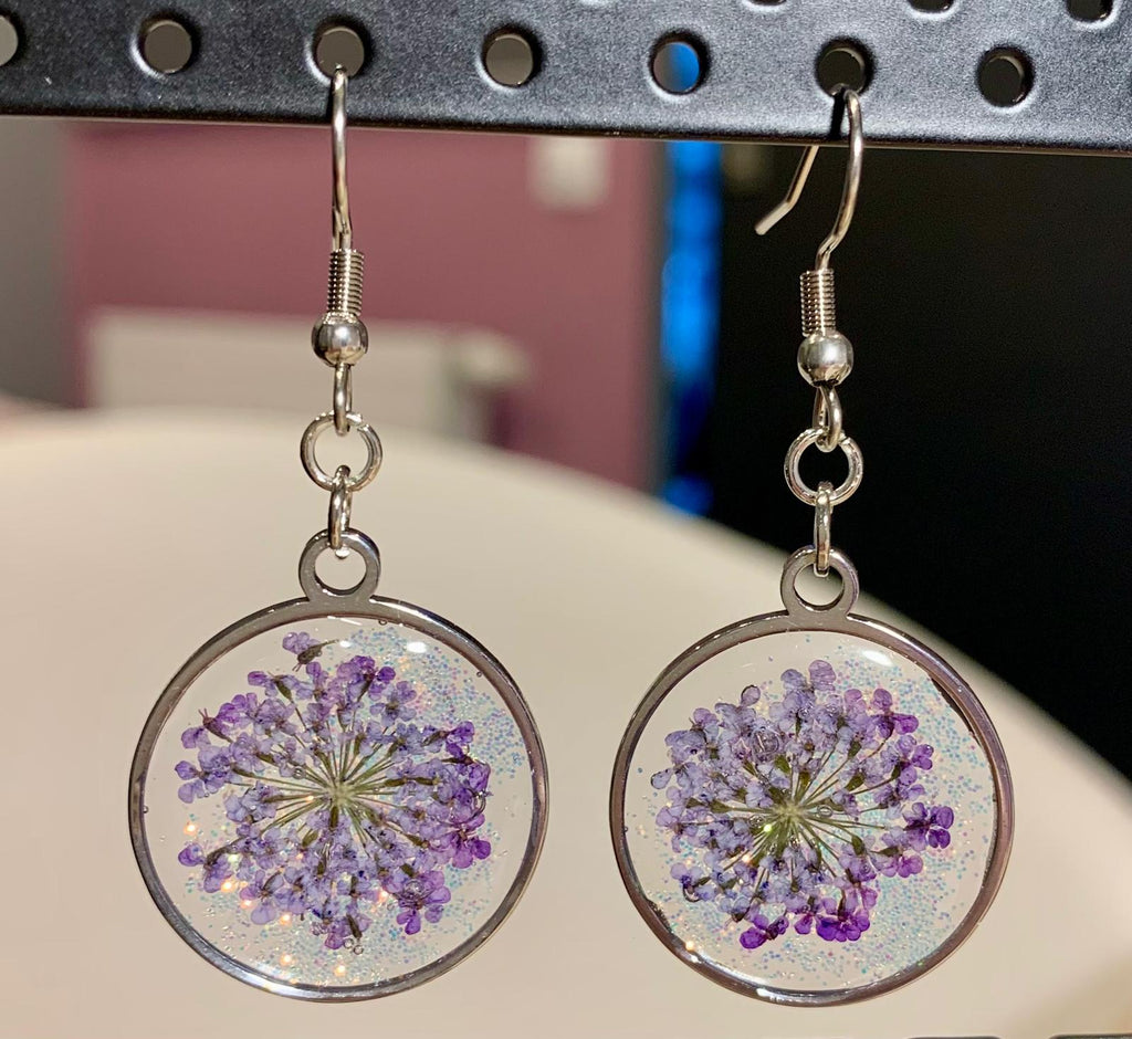 Boucles d'oreilles Violette paillette - Nellcréations - Nellcréations