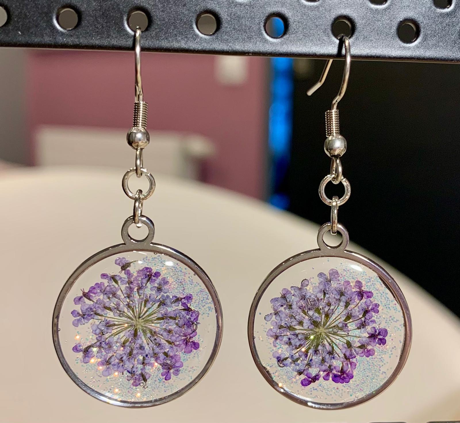 Boucles d'oreilles Violette paillette - Nellcréations - Nellcréations