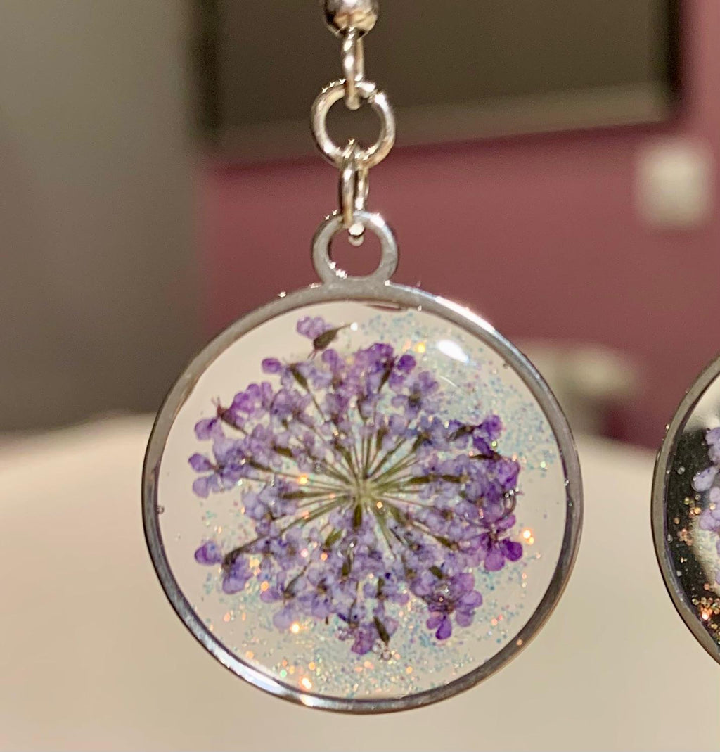 Boucles d'oreilles Violette paillette - Nellcréations - Nellcréations