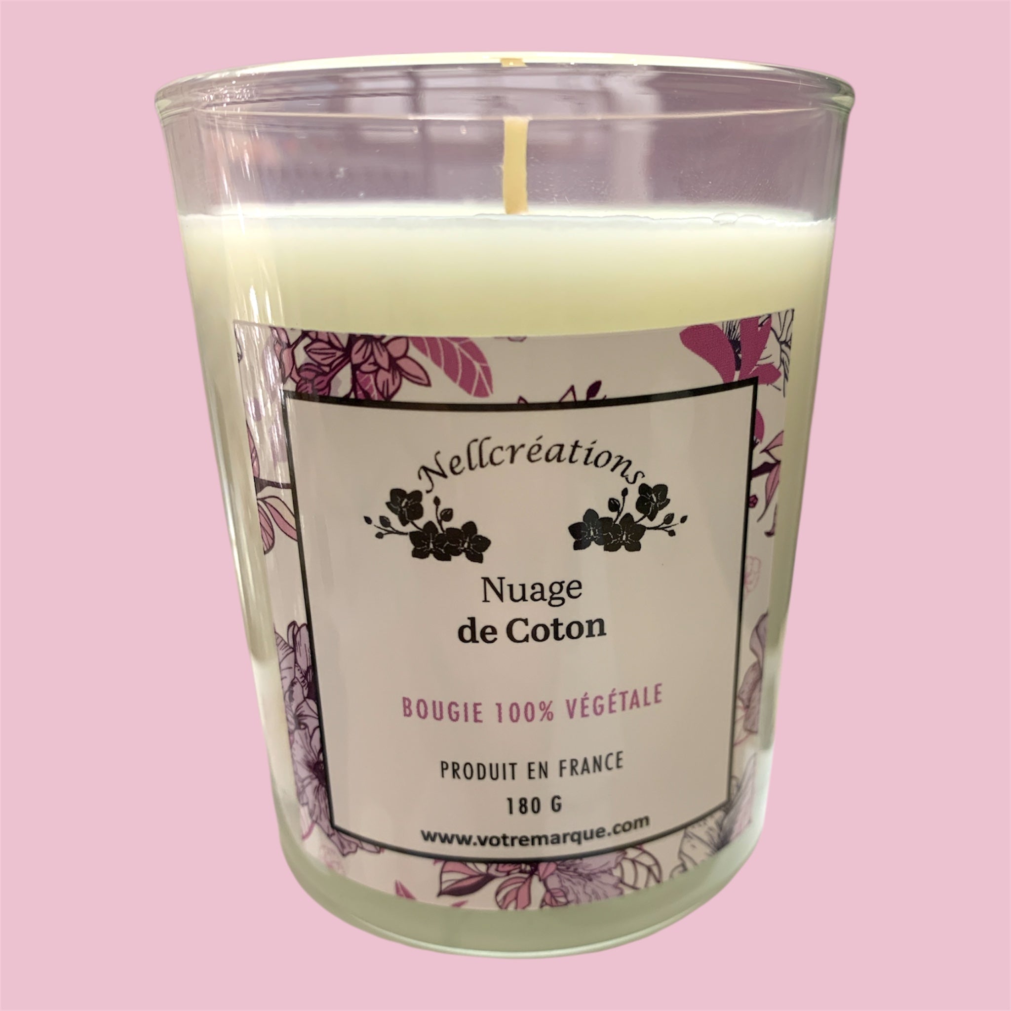 Bougie 100% végétale - nuage de coton - Nellcréations
