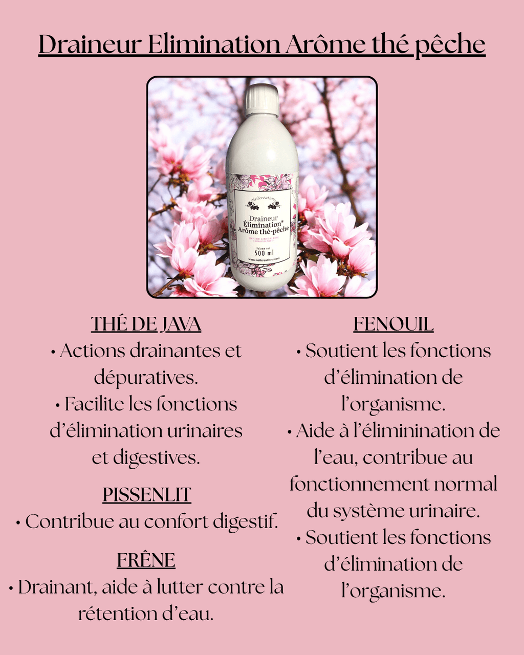 Draineur élimination arôme thé pêche - Nellcréations
