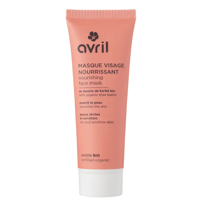 Un tube pêche masque visage nourrissant avril avec beurre de karité bio et bouchon blanc