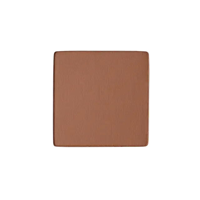 Poudre compacte cacao avril de forme carrée avec une finition mate terracotta et une surface légèrement texturée