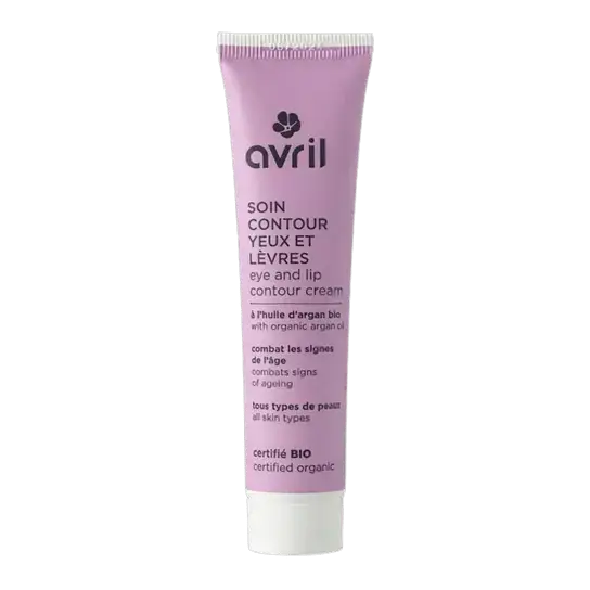 Tube lavande de soin contour des yeux et lèvres avril avec huile dargan bio et bouchon blanc